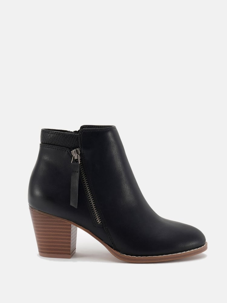 Novo Black Regular Fit Lovida Zip Block Heel Boots - Image 2 of 6