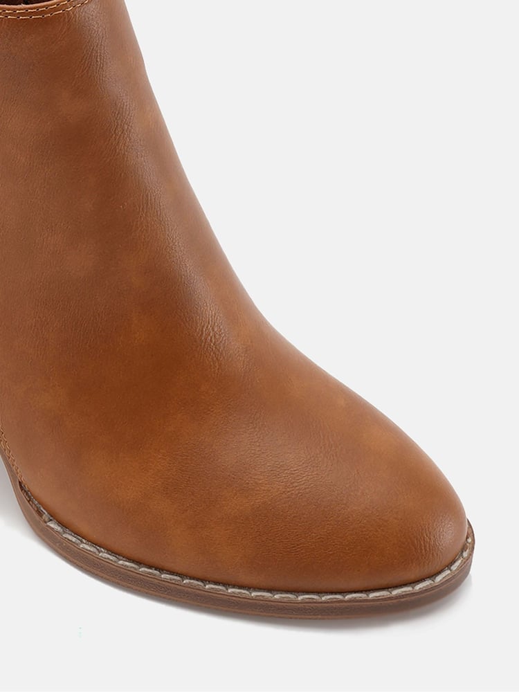 Novo Brown Wide Fit Lovida Zip Block Heel Boots - Image 5 of 5 Novo Brown Wide Fit Lovida Zip Block Heel Boots - Image 5 of 5