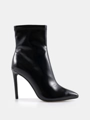 Novo Black Crinkle Patent Wide Fit Katya Point Stiletto Ankle Boots - Image 2 of 6