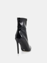 Novo Black Crinkle Patent Wide Fit Katya Point Stiletto Ankle Boots - Image 4 of 6