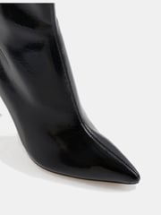 Novo Black Crinkle Patent Wide Fit Katya Point Stiletto Ankle Boots - Image 6 of 6