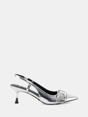 Novo Silver Regular Fit Isera Point Slingback Buckle Court Shoes - Image 2 of 6