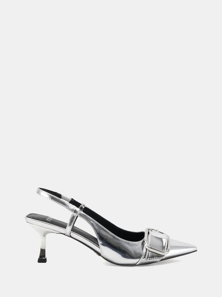 Novo Silver Regular Fit Isera Point Slingback Buckle Court Shoes - Image 2 of 6