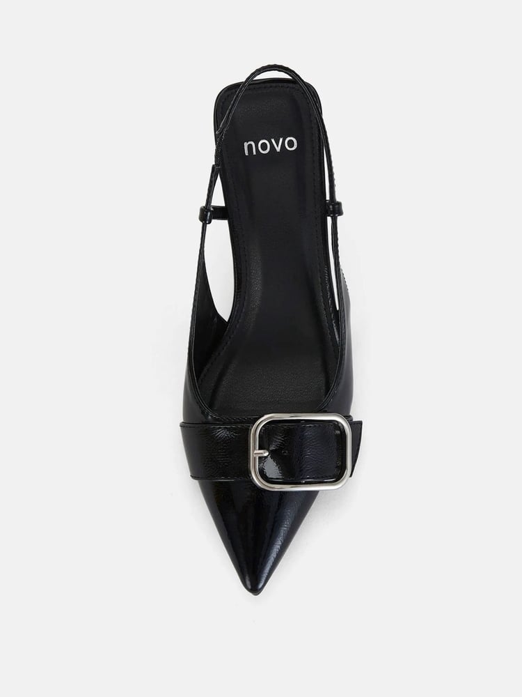 Novo Black Regular Fit Isera Point Slingback Buckle Court Shoes - Image 6 of 6