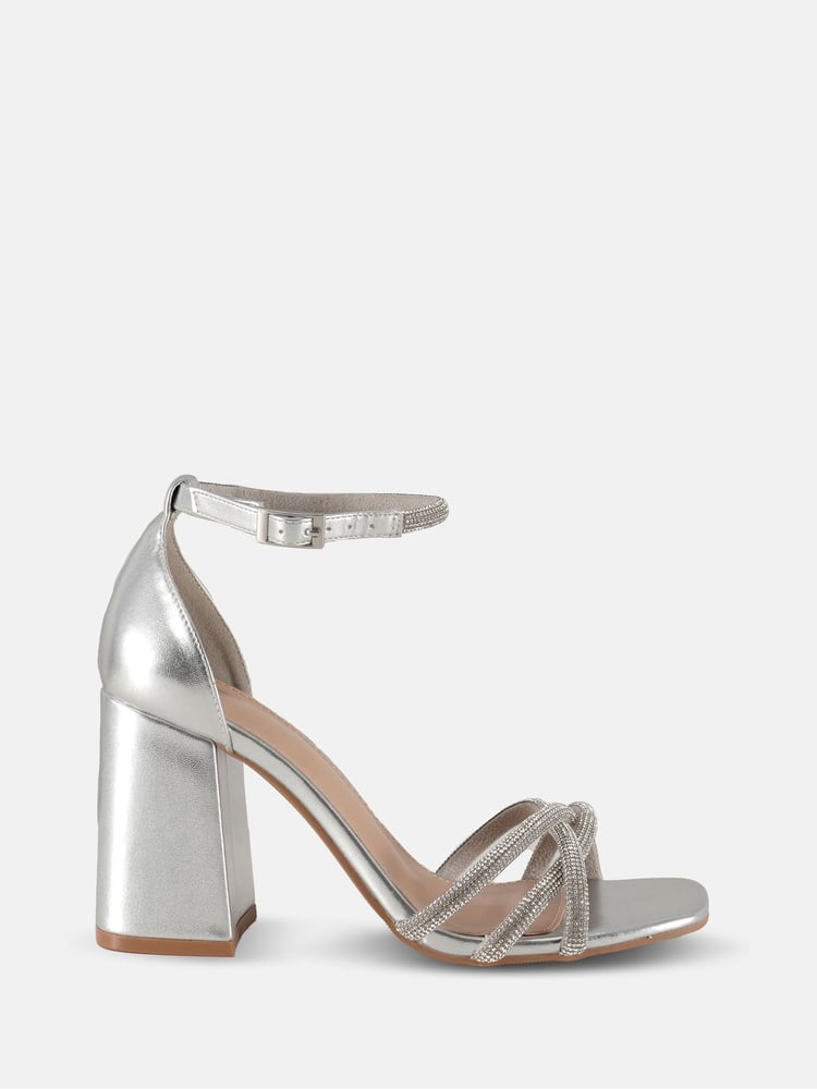 Novo Silver Cassia Diamante Block Heels - Image 2 of 6 Novo Silver Cassia Diamante Block Heels - Image 2 of 6