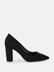 Novo Black Wide Fit Illiana Block Heel Point Court Shoes - Image 2 of 4