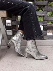 Novo Silver Regular Fit Felicia Point Mid Heel Ankle Boots - Image 1 of 5