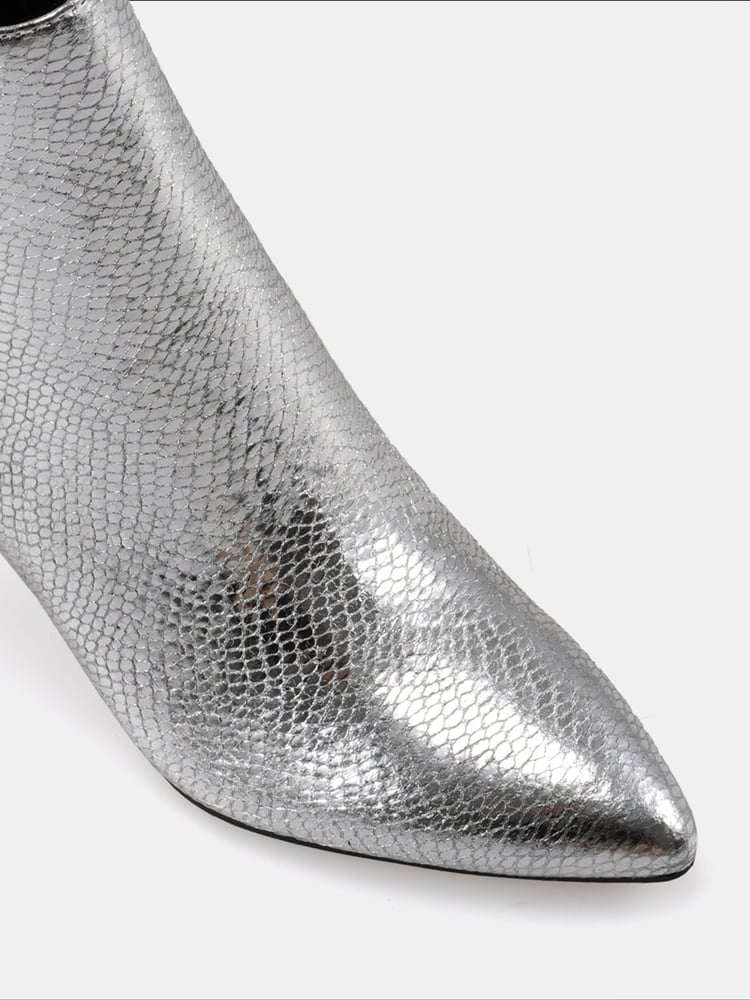 Novo Silver Regular Fit Felicia Point Mid Heel Ankle Boots - Image 5 of 5