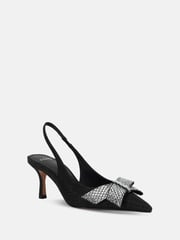 Novo Black Wide Fit Isernia Luxe Diamante Bow Slingback Court Shoes - Image 4 of 6