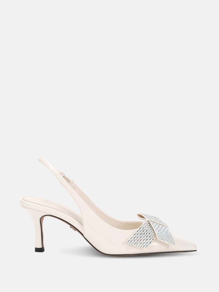 Novo Cream Regular Fit Isernia Luxe Diamante Bow Slingback Court Shoes - Image 2 of 6 Novo Cream Regular Fit Isernia Luxe Diamante Bow Slingback Court Shoes - Image 2 of 6