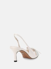Novo Cream Regular Fit Isernia Luxe Diamante Bow Slingback Court Shoes - Image 4 of 6