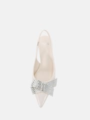 Novo Cream Regular Fit Isernia Luxe Diamante Bow Slingback Court Shoes - Image 5 of 6