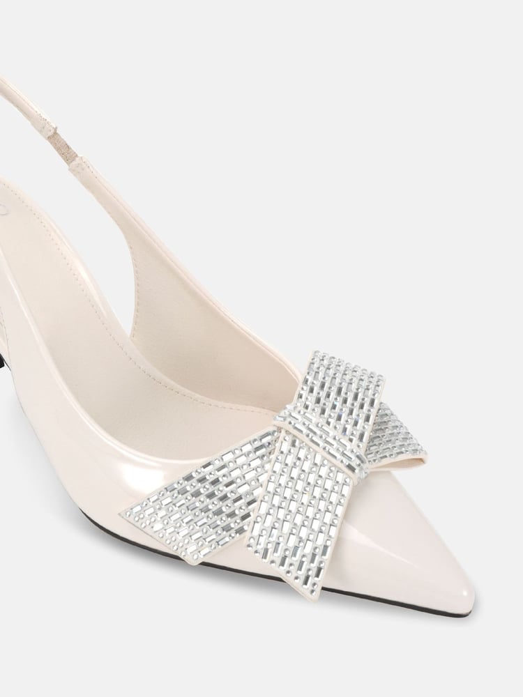 Novo Cream Regular Fit Isernia Luxe Diamante Bow Slingback Court Shoes - Image 6 of 6 Novo Cream Regular Fit Isernia Luxe Diamante Bow Slingback Court Shoes - Image 6 of 6
