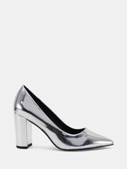 Novo Silver Wide Fit Illiana Block Heel Point Court Shoes - Image 2 of 6