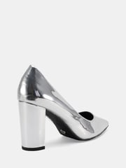 Novo Silver Wide Fit Illiana Block Heel Point Court Shoes - Image 4 of 6
