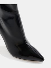 Novo Black Crinkle Patent Regular Fit Katya Point Stiletto Ankle Boots - Image 3 of 5