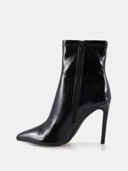 Novo Black Crinkle Patent Regular Fit Katya Point Stiletto Ankle Boots - Image 4 of 5