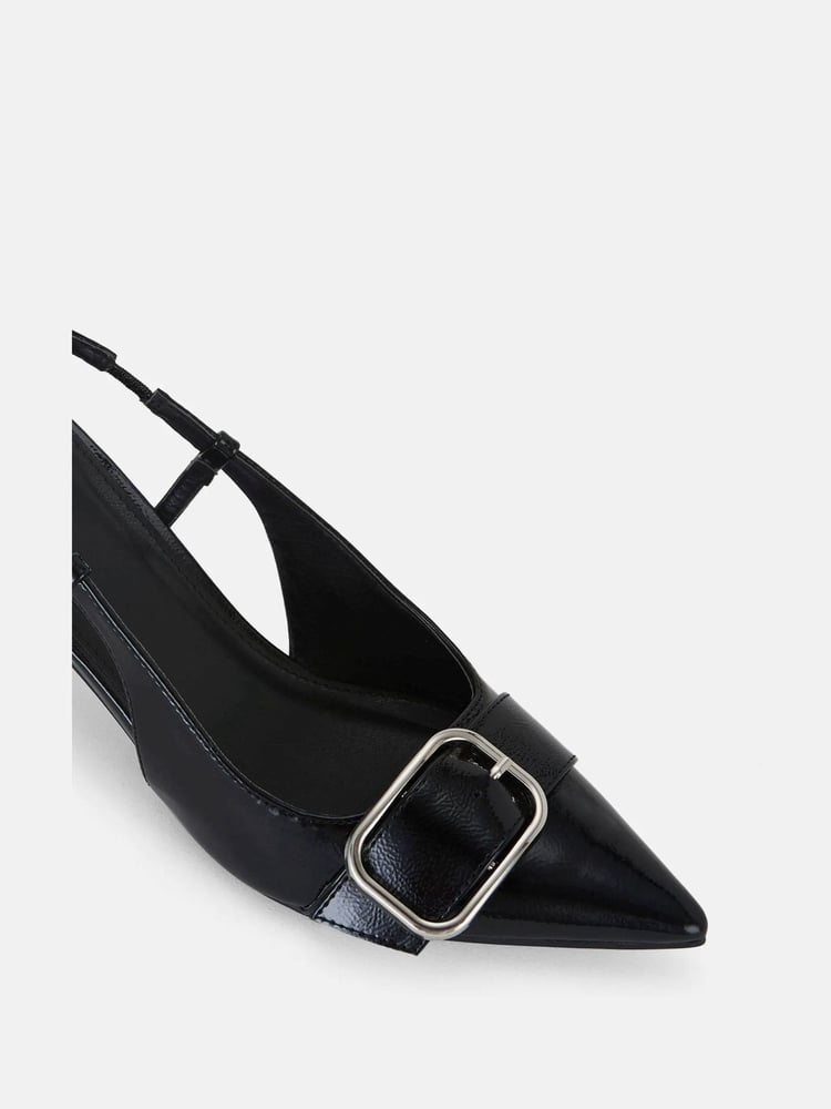 Novo Black Wide Fit Isera Point Slingback Buckle Court Shoes - Image 2 of 6