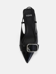 Novo Black Wide Fit Isera Point Slingback Buckle Court Shoes - Image 3 of 6