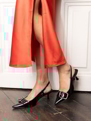 Novo Black Wide Fit Isera Point Slingback Buckle Court Shoes - Image 6 of 6