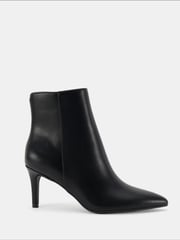 Novo Black PU Regular Fit Felicia Point Mid Heel Ankle Boots - Image 2 of 6