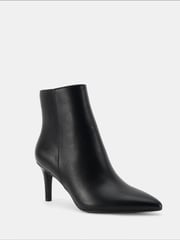 Novo Black PU Regular Fit Felicia Point Mid Heel Ankle Boots - Image 3 of 6