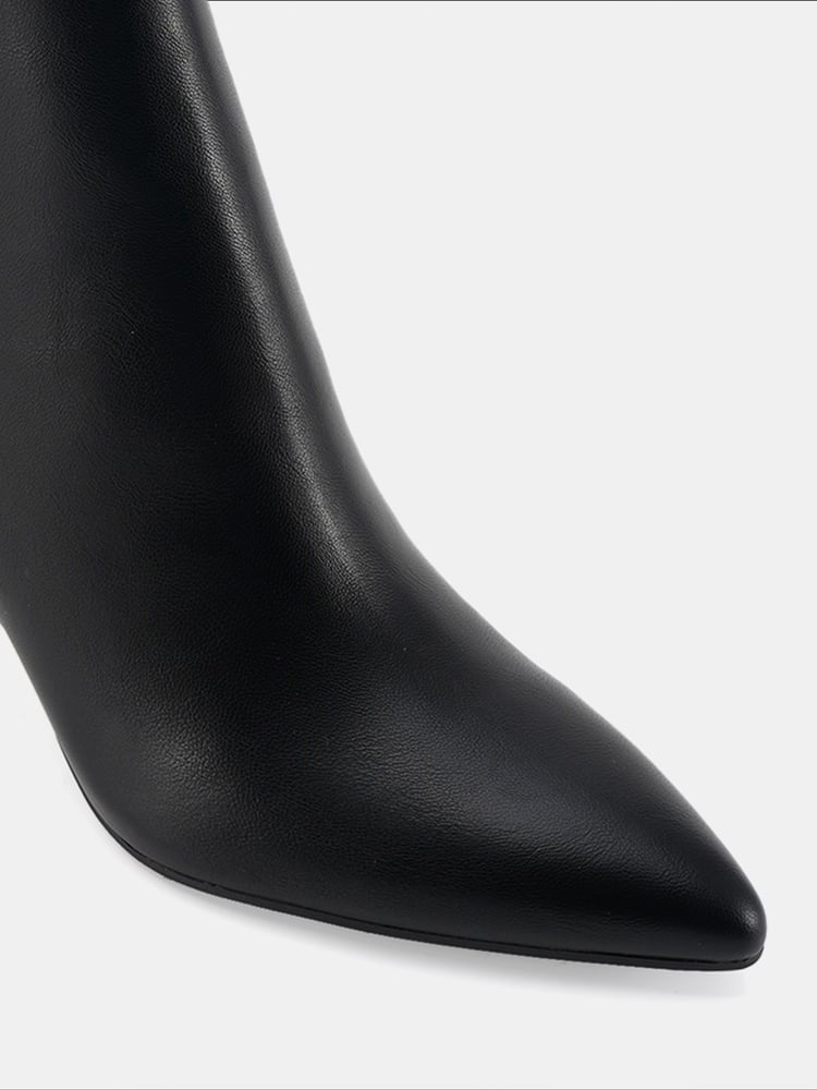 Novo Black PU Regular Fit Felicia Point Mid Heel Ankle Boots - Image 6 of 6