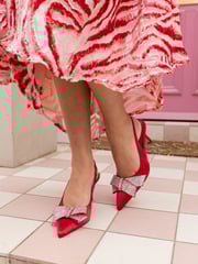 Novo Red Standard Fit Isernia Luxe Diamante Bow Slingback Court Shoes - Image 1 of 6