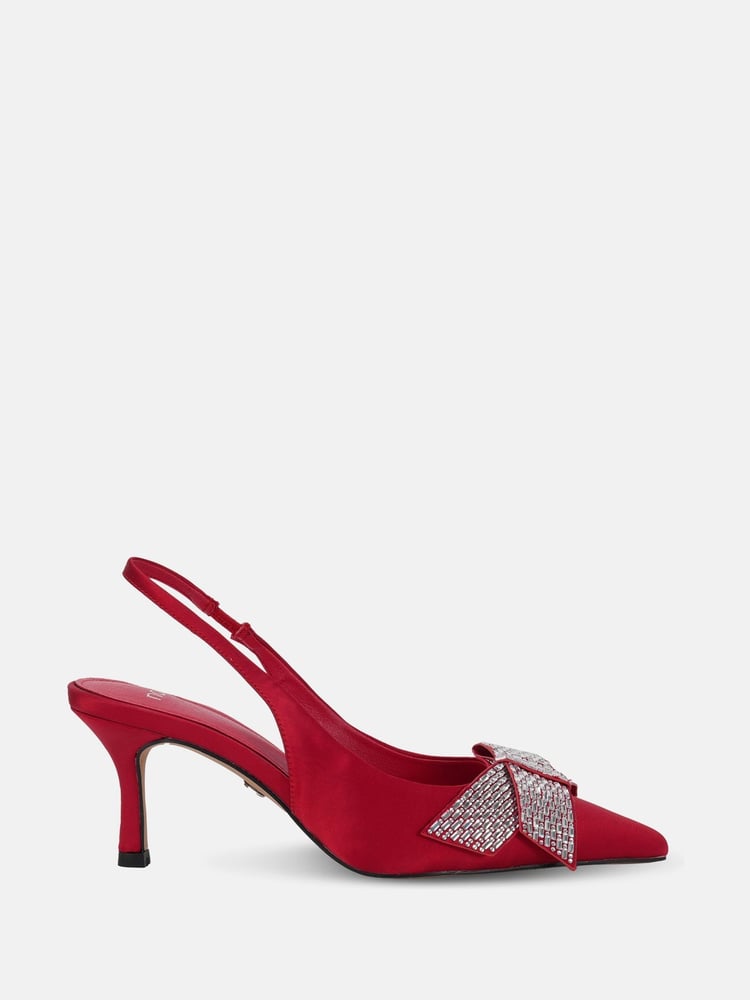Novo Red Standard Fit Isernia Luxe Diamante Bow Slingback Court Shoes - Image 2 of 6