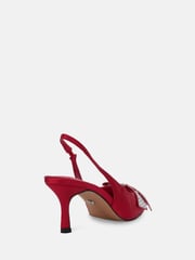 Novo Red Standard Fit Isernia Luxe Diamante Bow Slingback Court Shoes - Image 4 of 6