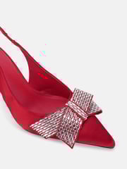 Novo Red Standard Fit Isernia Luxe Diamante Bow Slingback Court Shoes - Image 6 of 6