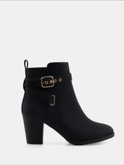 Novo Black Regular Fit Jayda Buckle Detail Heeled Boots - Image 2 of 6