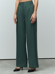 Green Stripe Elasticated Back Wide Leg Trousers - Image 2 of 7