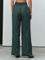 Green Stripe Elasticated Back Wide Leg Trousers - Image 3 of 7