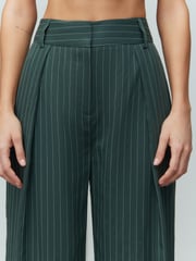 Green Stripe Elasticated Back Wide Leg Trousers - Image 4 of 7