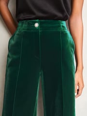 Lipsy Green Velvet Wide Leg Trousers - Image 3 of 4
