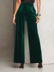 Lipsy Green Velvet Wide Leg Trousers - Image 4 of 4