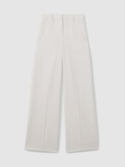 Reiss White Leanna Petite Wool Blend Wide Leg Tux Trousers - Image 2 of 7