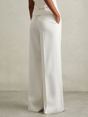 Reiss White Leanna Petite Wool Blend Wide Leg Tux Trousers - Image 5 of 7