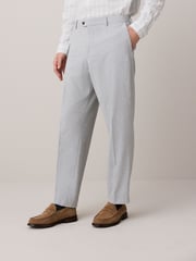 Light Grey Slim Fit Seersucker Texture Suit Trousers - Image 1 of 5