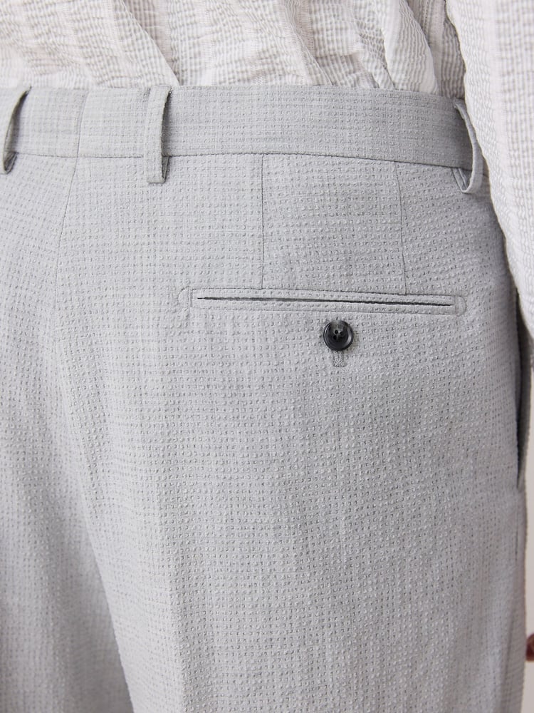 Light Grey Slim Fit Seersucker Texture Suit Trousers - Image 5 of 5