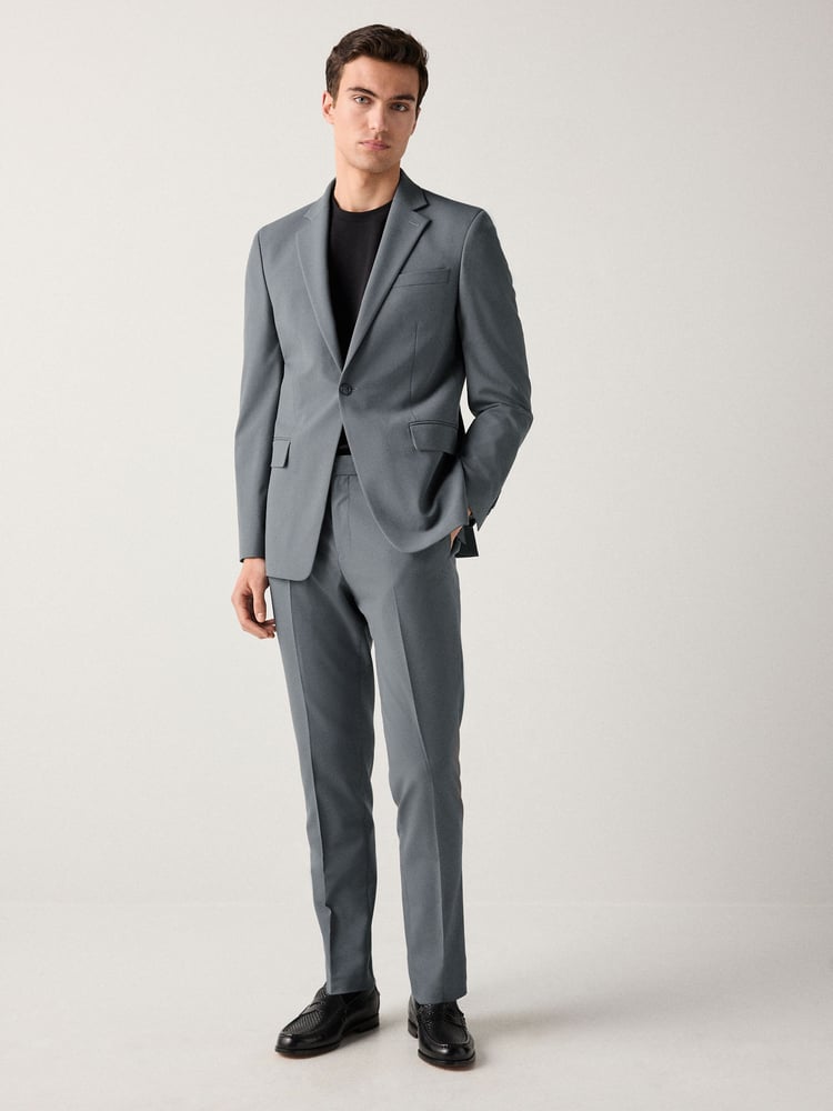 Grey Slim Fit Motionflex Stretch Suit Trousers - Image 2 of 11
