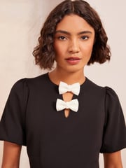 Friends Like These Black Short Sleeve Mini Dress With Bow Detailing - Image 3 of 4