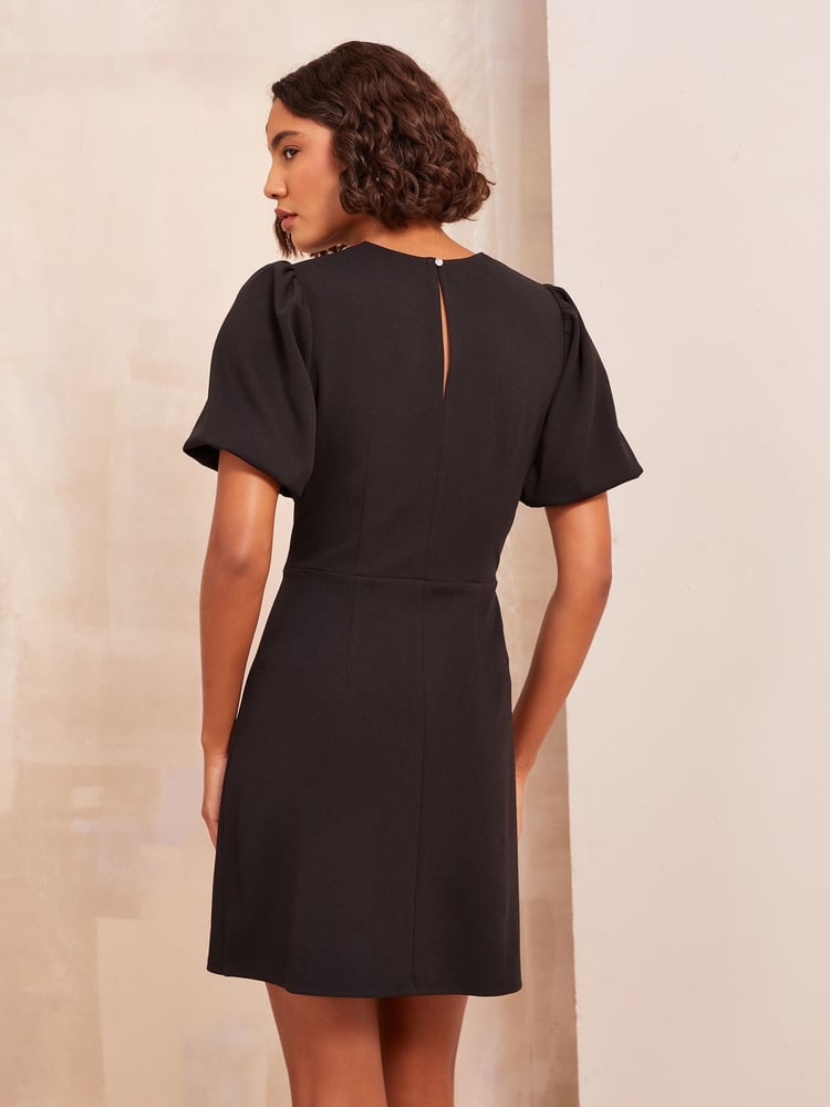 Friends Like These Black Short Sleeve Mini Dress With Bow Detailing - Image 4 of 4