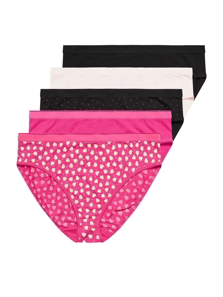 Yours Curve Pink High Leg Briefs 5 Pack - Image 4 of 4