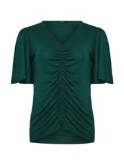 Long Tall Sally Green Angel Sleeve Ruched Front Top - Image 6 of 6