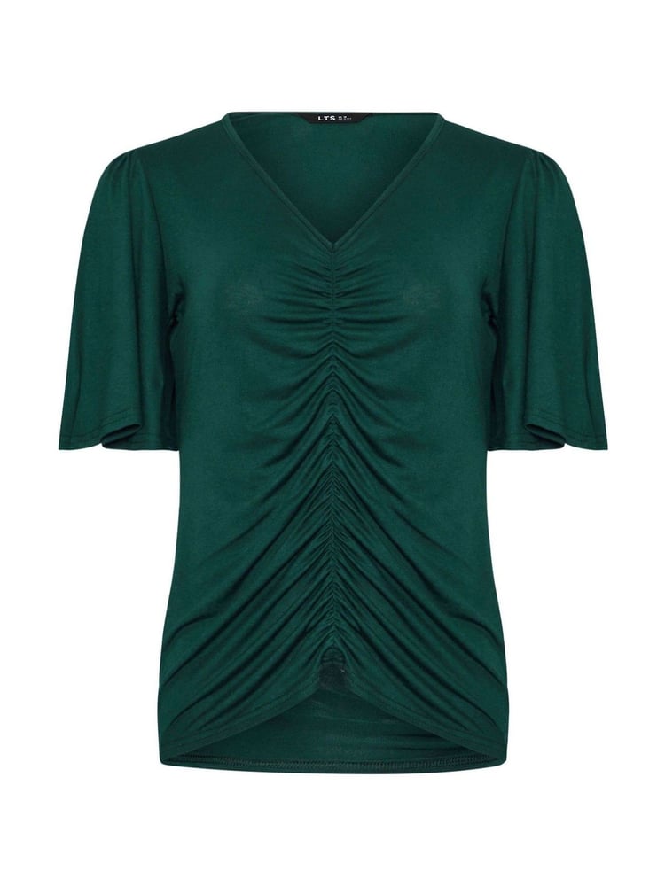 Long Tall Sally Green Angel Sleeve Ruched Front Top - Image 6 of 6