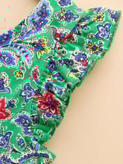 Joules Butterly Green Print Frill Sleeve Dress - Image 5 of 7