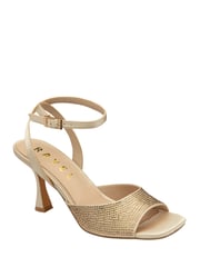 Ravel Gold Peep-Toe Block-Heel Mule Sandals - Image 1 of 4