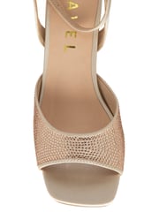 Ravel Gold Peep-Toe Block-Heel Mule Sandals - Image 4 of 4